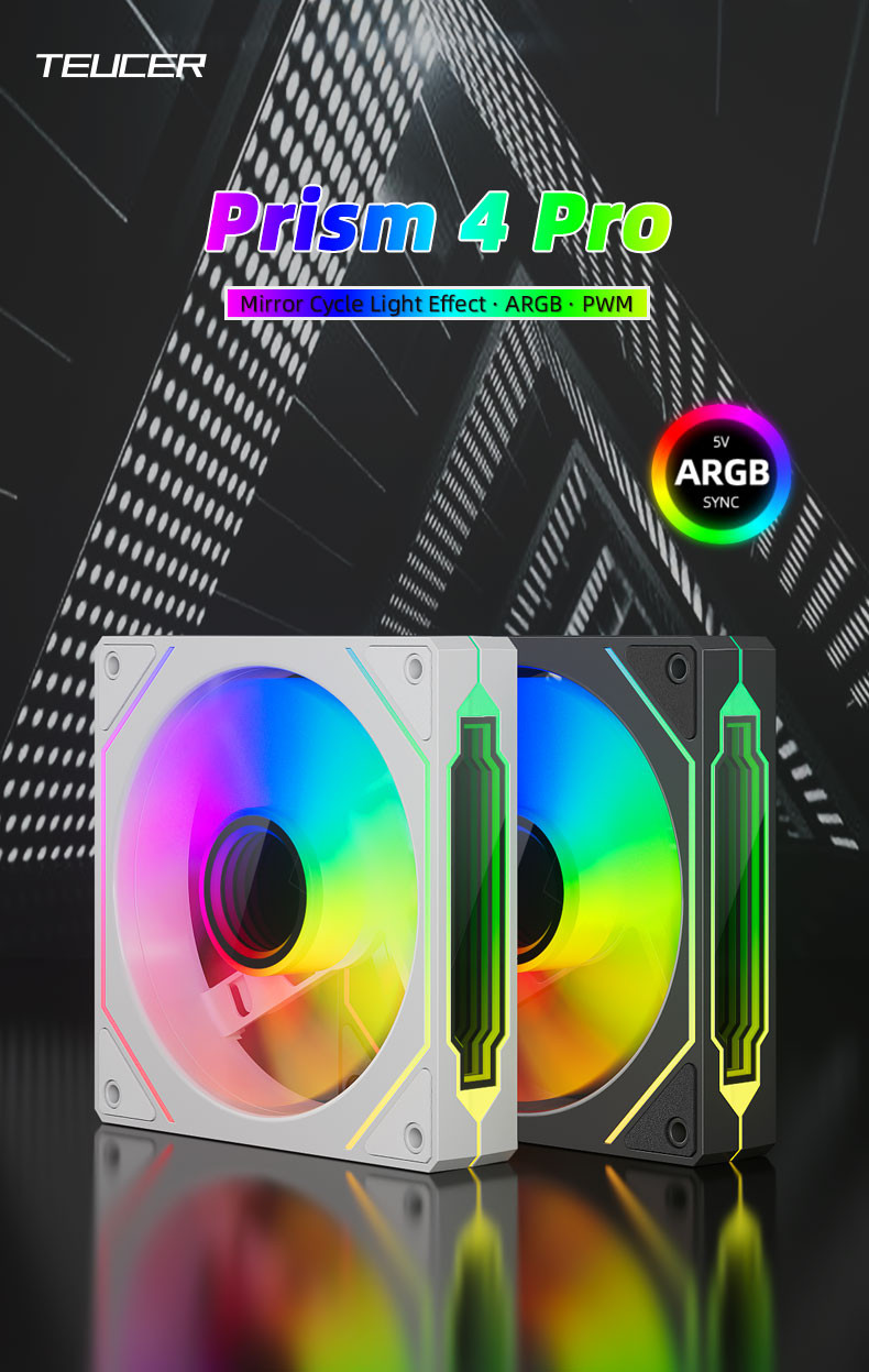 TEUCER Prism4 Pro 12cm ARGB Fan PC Case Fan Kit 4pin PWM CPU Quạt làm ...