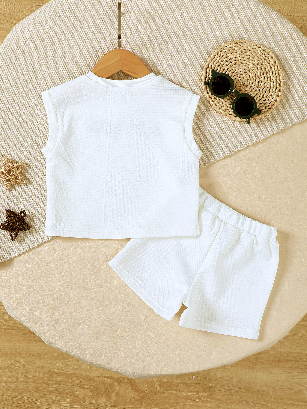Mô tả Áo Vest in chữ cho bé trai 3-24 tháng tuổi có quần short màu trơn Trang phục mùa hè cho bé - 3