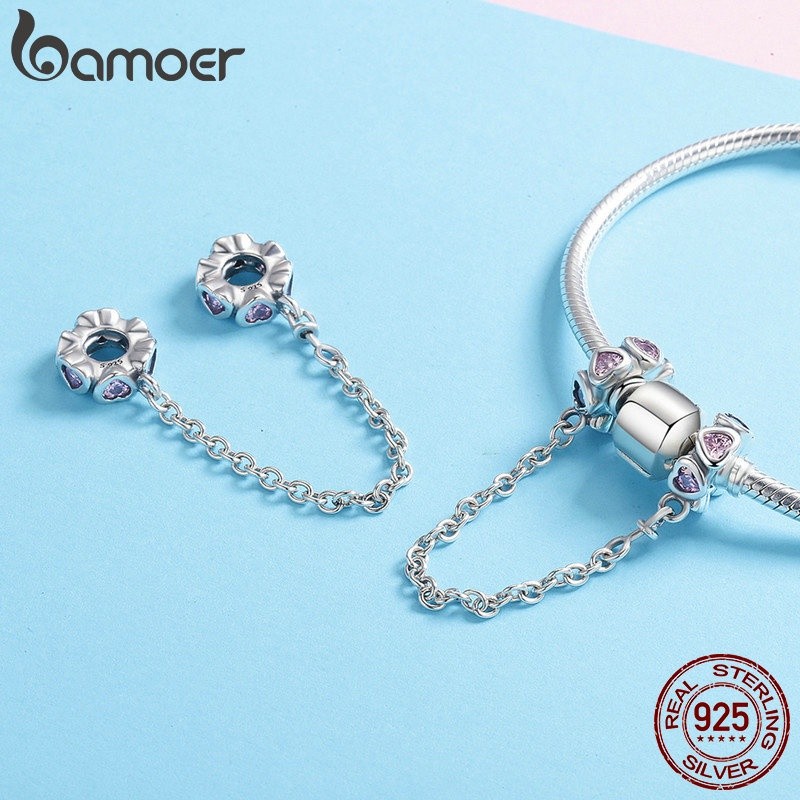 Mô tả Bamoer Bạc 925 Dây Xích An Toàn Trái Tim Vĩnh Cửu Trang Sức Vòng Tay Quyến Rũ Quà Tặng Cặp Đôi Đa Năng - 5