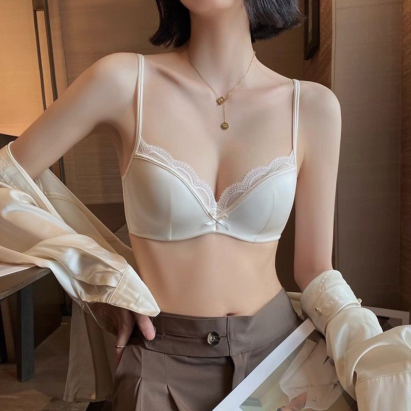 Đồ Lót Pháp Nữ Mỏng Phong Cách Vú Nhỏ Không Rỗng Cốc Nhận Ngực Có Thể Điều Chỉnh Thoải Mái Gợi Cảm Tinh Khiết Khát Ren Áo Ngực Bộ