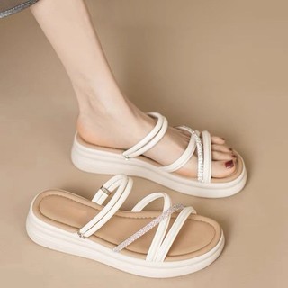 Dép Sandal Hai Dây Nữ Phong Cách Mới Nền Tảng Đế Dày Flip-Flops La Mã
