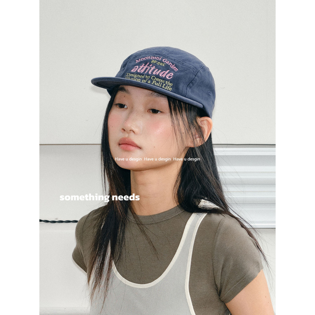 Have u desgin Phong Cách Mỹ Đường Phố Cảm Giác Chữ Thêu Mũ Bóng Chày Flat Vành Mềm Top Tất Cả Trận Đấu Mũ Chống Nắng Retro Mũ