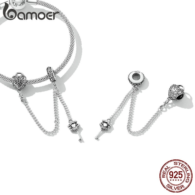 Mô tả Bamoer Bạc 925 Dây Xích An Toàn Trái Tim Vĩnh Cửu Trang Sức Vòng Tay Quyến Rũ Quà Tặng Cặp Đôi Đa Năng - 12