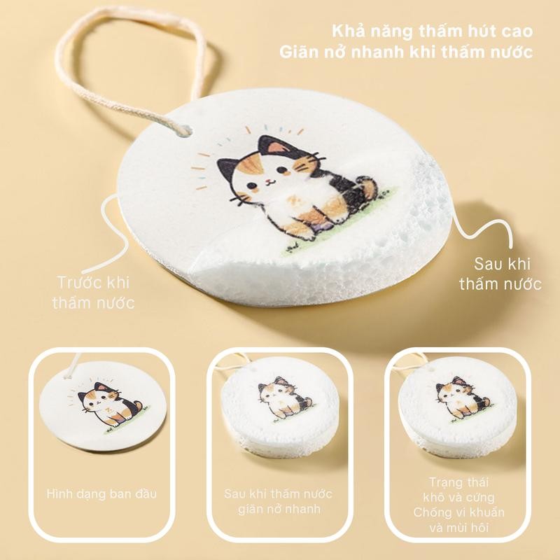 Mô tả Miếng bọt biển rửa chén kháng khuẩn Zolele làm sạch, mút xốp nén họa tiết hoạt hình - 3