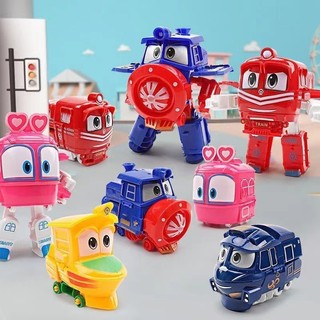 Robot Trains Transformation Anime Figures PVC RT Kay Alf Duck Selly Train Car Robot Toys Kids Gift