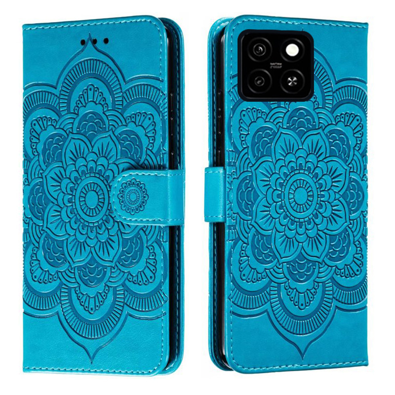 Emboss Hoa Da Ốp Lưng Điện Thoại ZTE Blade A35 A55 Ví Datura Flip Book Case Cover Funda