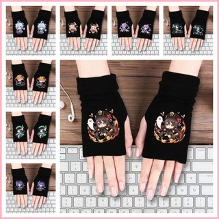 Găng Tay Găng Tay Yuanshen Màu Hình Găng Tay Hai Chiều Anime Nửa Phần Mùa Đông Ấm Áp Chống Lạnh Trẻ Em Học Sinh Viết Rid