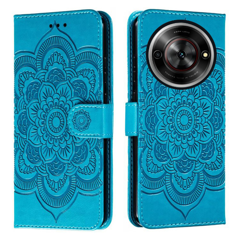 Emboss Hoa Da Ốp Lưng Điện Thoại ZTE Blade A75 5G Datura Ví Flip Book Case Cover Funda