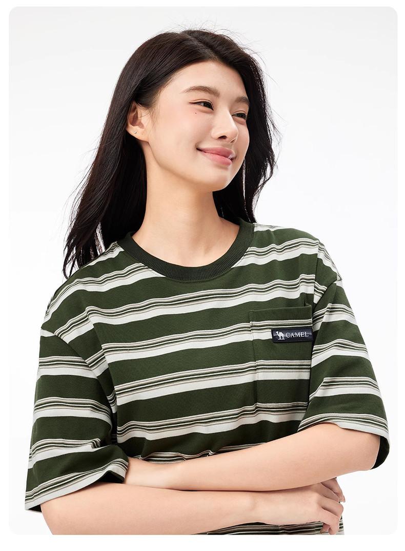 Mô tả Váy sọc nữ CAMEL CROWN Váy Polo dáng rộng tay ngắn khí chất - 2