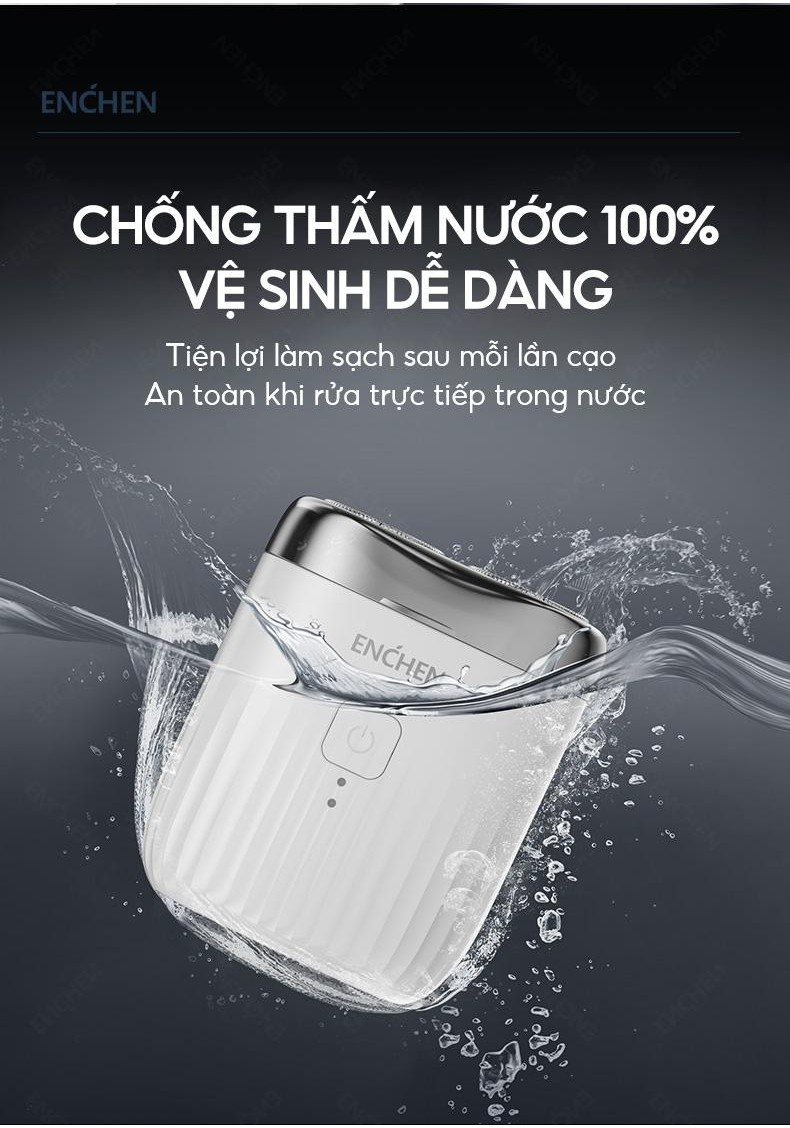 Mô tả Máy cạo râu Enchen Mini Pro - chống nước - lưỡi dao tự mài - lưới kép linh hoạt - BH 6 tháng - 6