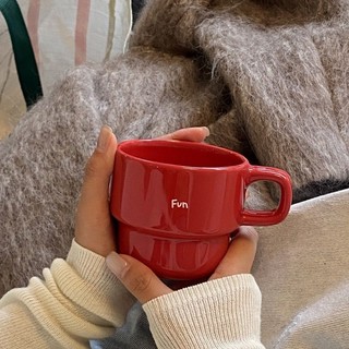 Cốc gốm đỏ Giáng Sinh, xếp chồng, dùng cà phê/nước, chính hãng