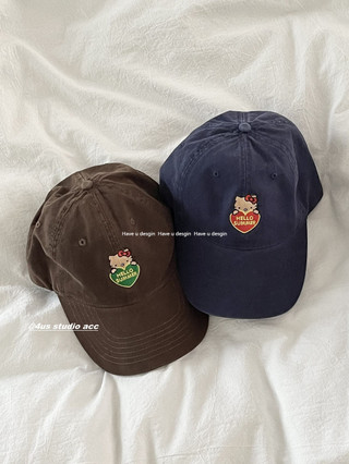 Mũ bóng chày nữ thêu hình mèo retro, phù hợp cho du lịch và che nắng suốt bốn mùa