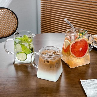 Cao Borosilicate Dung Tích Lớn Có Tay Cầm Olecranon Thủy Tinh Influencer Trái Cây Trà Cốc Nước Bong Bóng Cốc Cà Phê Uống