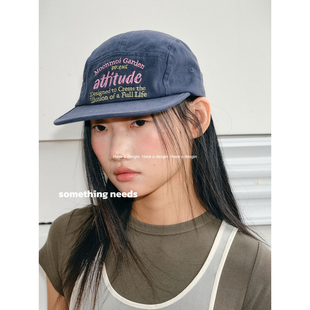 Have u desgin Phong Cách Mỹ Đường Phố Cảm Giác Chữ Thêu Mũ Bóng Chày Flat Vành Mềm Top Tất Cả Trận Đấu Mũ Chống Nắng Retro Mũ