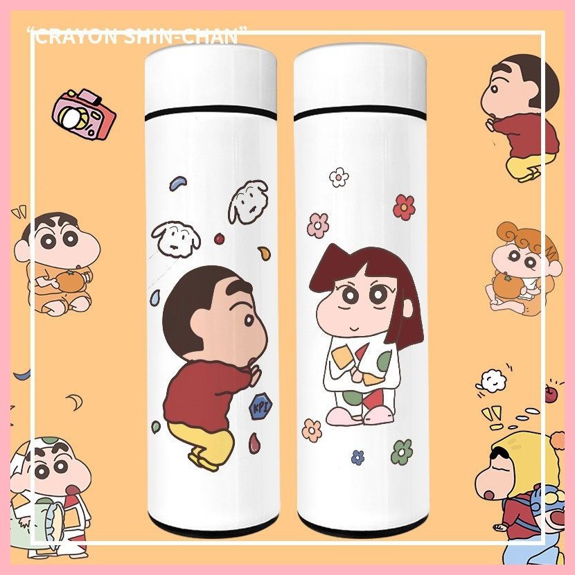 Cốc Nước Giữ Nhiệt Cốc Crayon Shin-chan Nohara Misae Nohara Hiroshi Hiển Thị Nhiệt Độ Thông Minh Cốc Giữ Nhiệt Hoạt Hình Bút Chì Dễ Thương Shin-chan Hàng Hóa Học Sinh Nhiệt Độ Thép Không Gỉ Meas