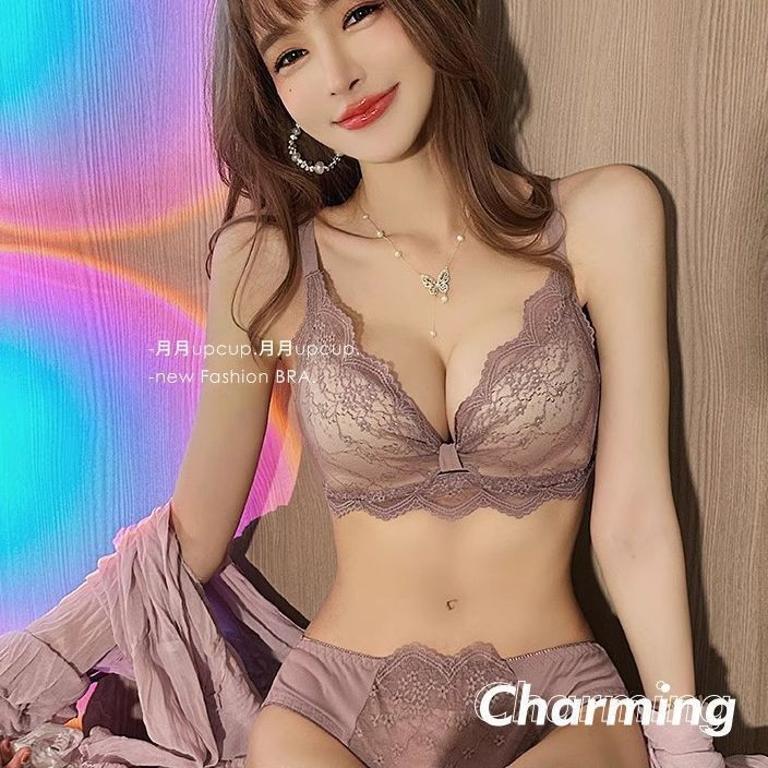 Quần Lót Ren Gợi Cảm Nữ Ngực Nhỏ Tập Hợp Chống Chảy xệ Không Vòng Thép Có Thể Điều Chỉnh Không Emmpty Cup Áo Ngực Bộ