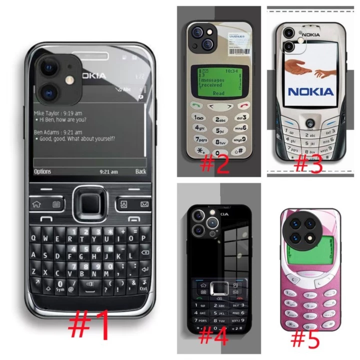 Dành Cho iPhone 11 12 13 14 15 XR Mini Pro Max Plus TH1 Kính Cường Lực Vỏ Điện Thoại Retro Cũ Hoài Cổ Nokia Điện Thoại Di Động