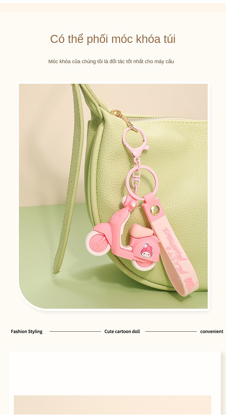 Mô tả Móc gắn chìa khóa  kuromi cinnamon melody  xe máy gắn lên chìa khóa nhà trang trí balo túi xách làm quà tặng BEE GEE - 3