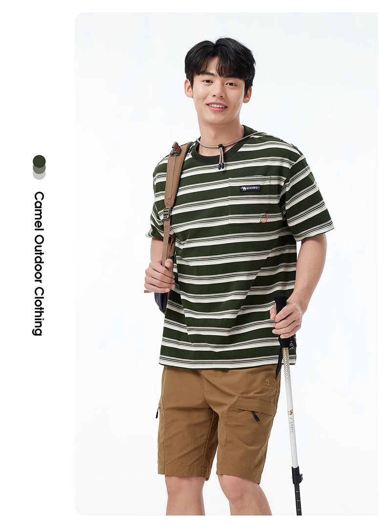 Mô tả CAMEL CROWN Sọc Quần Áo Nam Tính Khí Ngắn Tay Rời Top Áo polo Thường Ngày - 4
