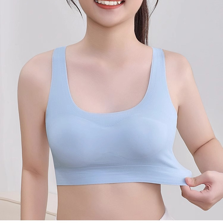[Sẵn sàng] Quần lót giải trí thể thao kiểu Vest cho bé gái Áo ngực mềm liền mạch thoải mái Đệm mỏng dành cho nữ Đồ lót ngủ Áo ngực nữ không dây