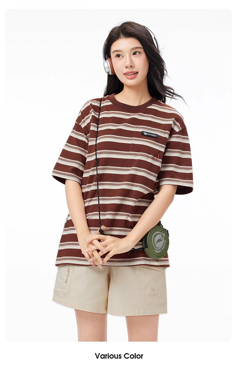 Mô tả Váy sọc nữ CAMEL CROWN Váy Polo dáng rộng tay ngắn khí chất - 5