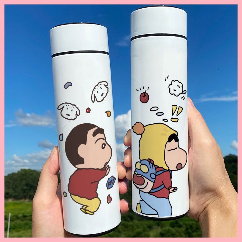 Cốc Nước Giữ Nhiệt Cốc Crayon Shin-chan Nohara Misae Nohara Hiroshi Hiển Thị Nhiệt Độ Thông Minh Cốc Giữ Nhiệt Hoạt Hình Bút Chì Dễ Thương Shin-chan Hàng Hóa Học Sinh Nhiệt Độ Thép Không Gỉ Meas