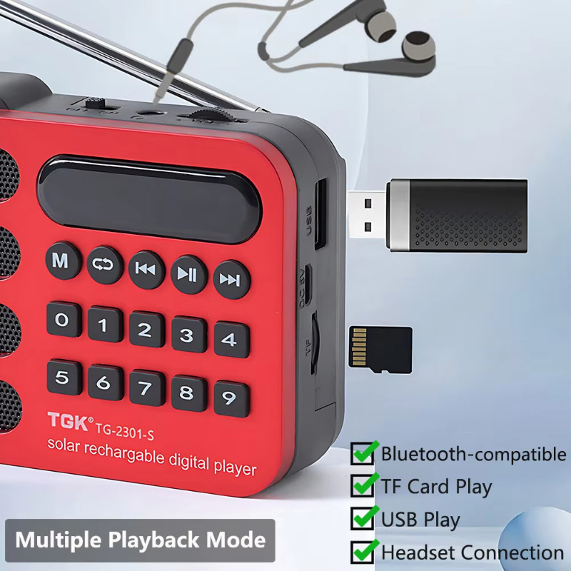 Mini Năng Lượng Mặt Trời Bluetooth Radio Đa Năng Sạc Loa Không Dây Di Động Hỗ Trợ Usb Tf Card Mp3 Máy Nghe Nhạc