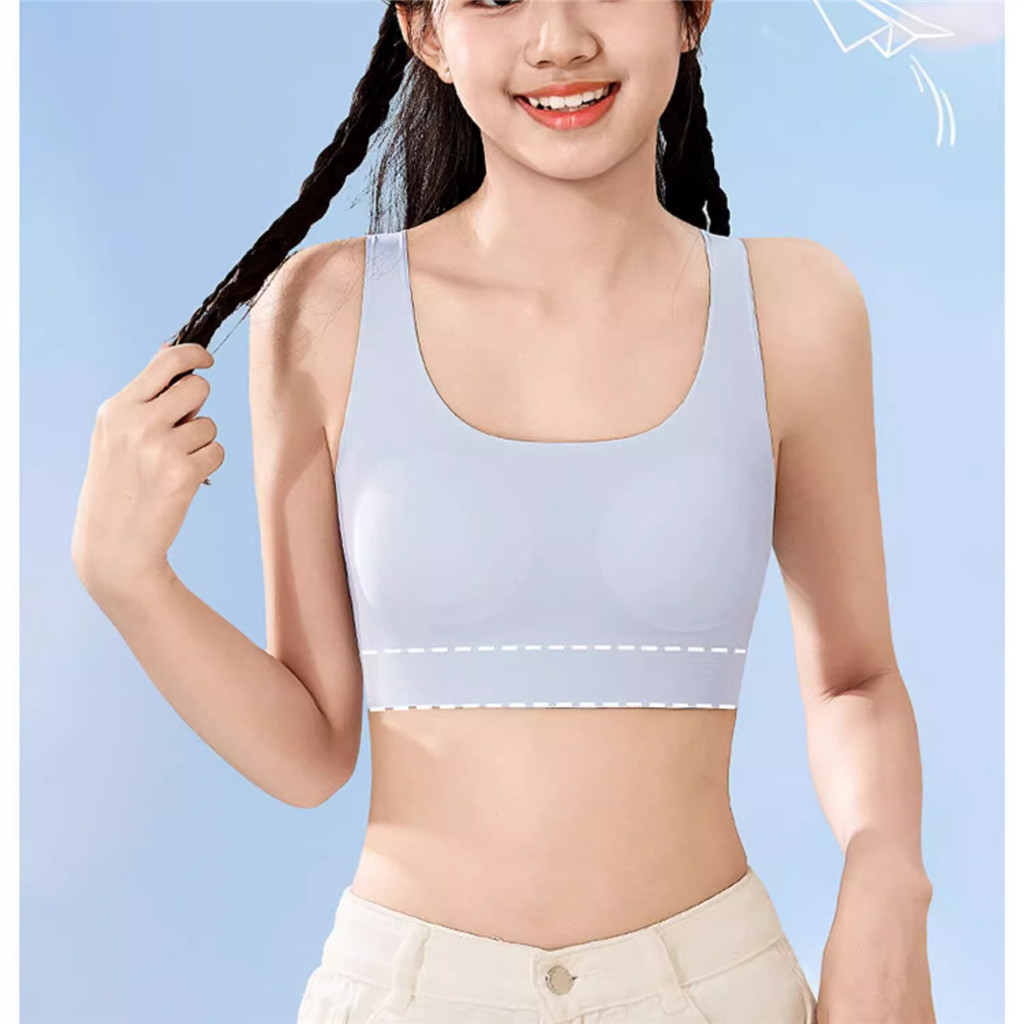 [Sẵn sàng] Quần lót giải trí thể thao kiểu Vest cho bé gái Áo ngực mềm liền mạch thoải mái Đệm mỏng dành cho nữ Đồ lót ngủ Áo ngực nữ không dây