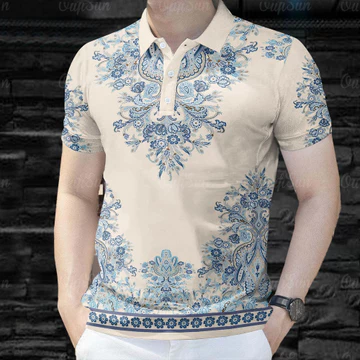 Phong Cách Dân Tộc Nam Barong Polo Áo Sơ Mi Nam Quần Áo Áo Polo Vintage Áo Quần Áo ASEAN Áo Sơ Mi Polo Dân Tộc Oversize Họa Tiết Retro Ngoài Trời Dạo Phố 05
