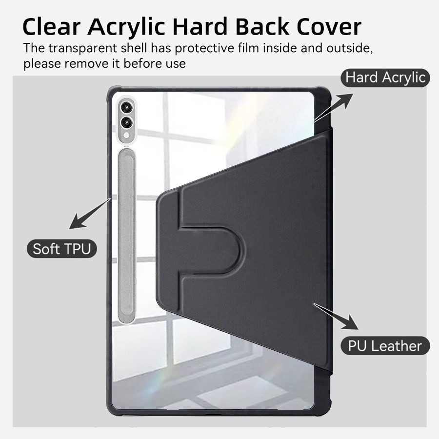 Mô tả Tbtic 720° Xoay Acrylic Cho Samsung Tab Ốp Lưng S10 A9 S9 S8 S7 Plus 11 FE 10.9 12.4 8.7 A8 10.5 X206 S6 Lite 10.4 P620 P610 P615 P613 Da Lật Có Thể Xoay Được Có Thể Điều Chỉnh - 4