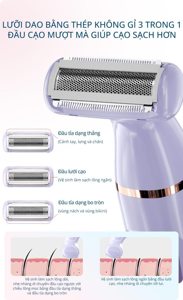 Mô tả Máy cạo toàn thân đa năng Enchen A1 - chống nước - lưỡi dao thép không gỉ - 3 in 1 - BH 6 tháng - 2