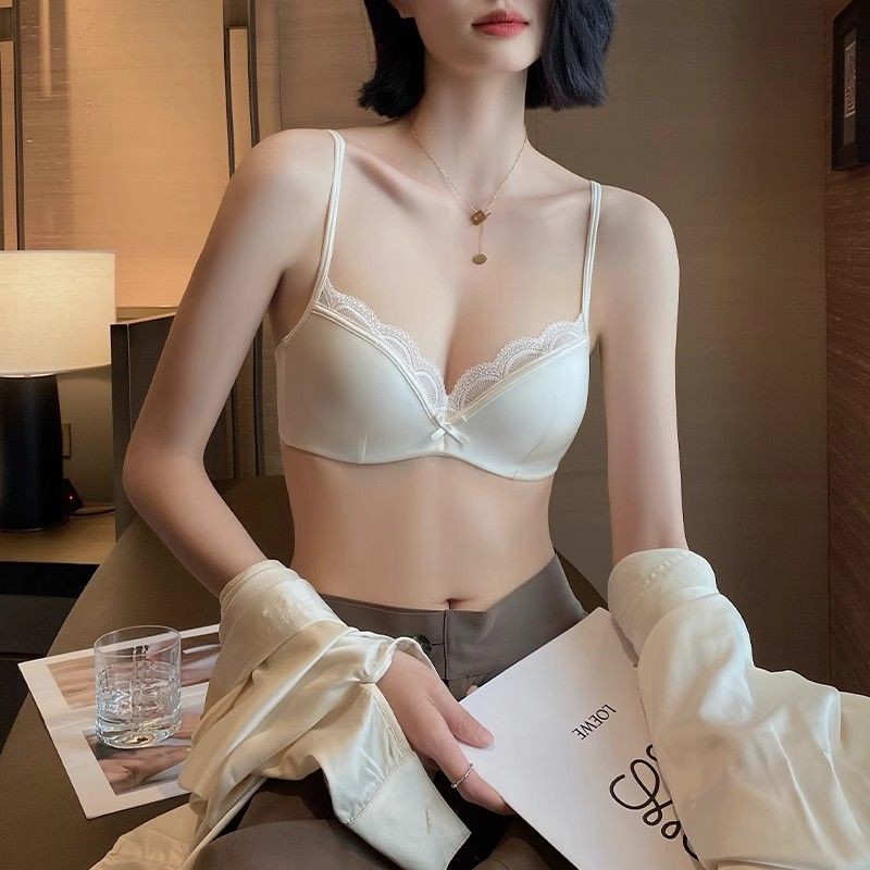 Đồ Lót Pháp Nữ Mỏng Phong Cách Vú Nhỏ Không Rỗng Cốc Nhận Ngực Có Thể Điều Chỉnh Thoải Mái Gợi Cảm Tinh Khiết Khát Ren Áo Ngực Bộ