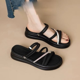 Dép Sandal Hai Dây Nữ Phong Cách Mới Nền Tảng Đế Dày Flip-Flops La Mã