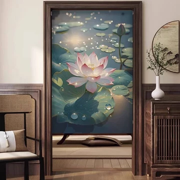 Phong Cách Trung Hoa Mới Hoa Sen Cửa Rèm Cửa Vào Phân Vùng Rèm Cho Gia Đình Phòng Ngủ Phòng Tắm Nhà Vệ Sinh Chặn Treo Rèm