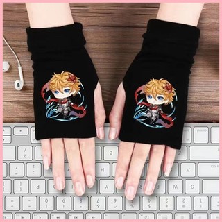 Găng Tay Găng Tay Yuanshen Màu Hình Găng Tay Hai Chiều Anime Nửa Phần Mùa Đông Ấm Áp Chống Lạnh Trẻ Em Học Sinh Viết Rid