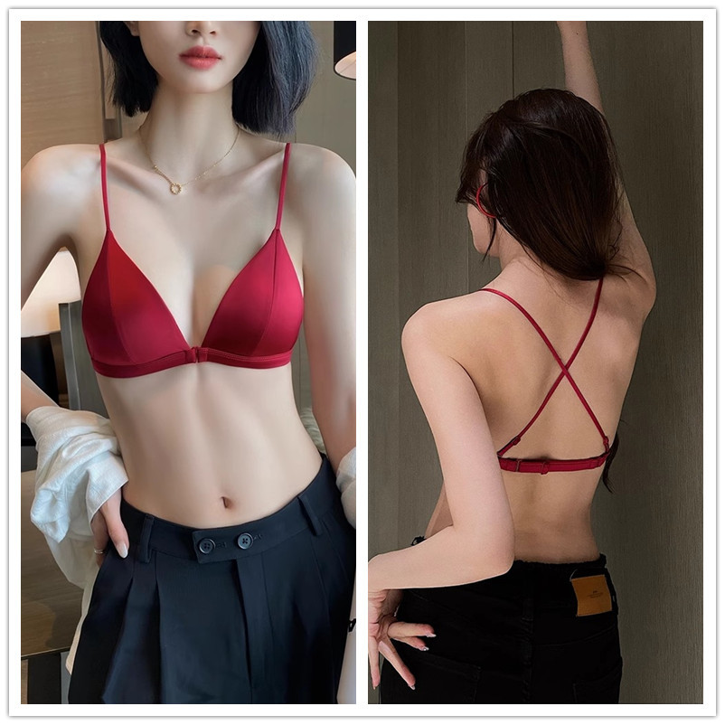Đóng Cửa Trước Thanh Niên Cô Gái Liền Mạch Áo Ngực Mềm Gợi Cảm Mỏng Dây Đeo Ngực Nhỏ Nữ Không Dây Đồ Lót Siêu Mỏng Đệm Quần Lót Nữ