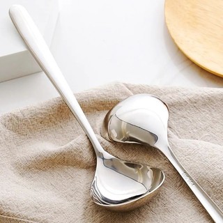 Thìa đầu lớn, muỗng ăn inox cán dài, đầu tròn, muỗng lớn gia đình