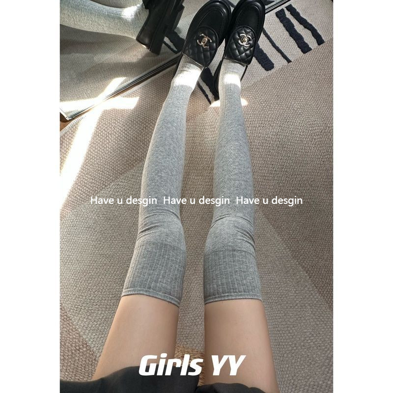 Have u desgin Phong Cách Nhật Bản Xoắn Dọc Sọc Mỏng Hơn Nhìn Over-the-Knee Tất Nữ Thu Đông Lớp Lười