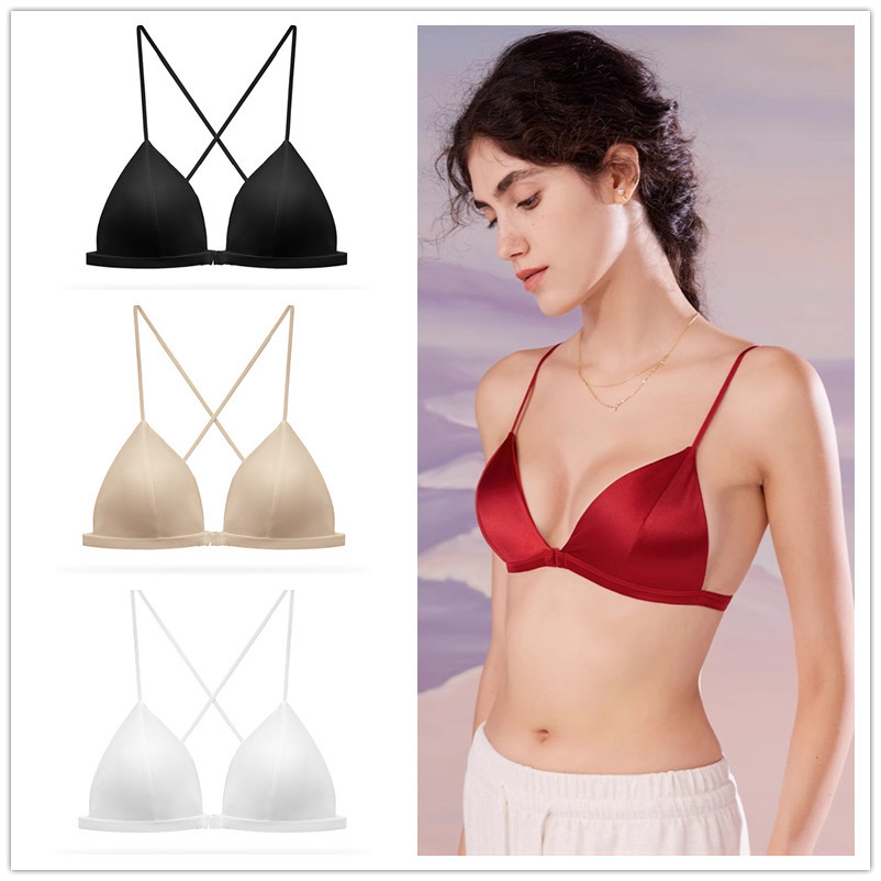 Ngực Nhỏ Mỏng Dây Đeo Trước Đóng Áo Ngực Cho Nữ Đệm Mềm Siêu Mỏng Thanh Niên Cô Gái Quần Lót Không Dây Nữ Quần Lót