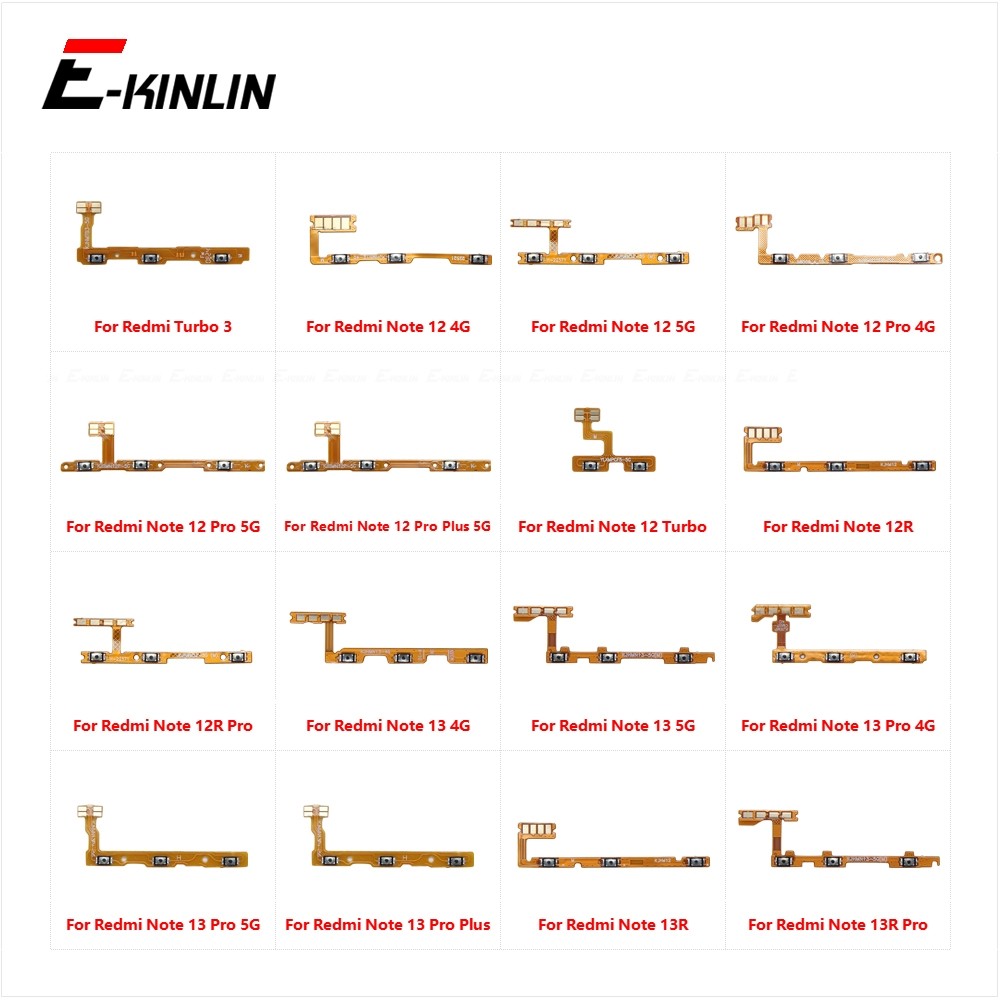 Tắt Tiếng Công Tắc Phím Nguồn BẬT TẮT Nút Âm Lượng Điều Khiển Cáp Mềm Cho Xiaomi Redmi Turbo 3 Note 12 12R 13 13R Pro Plus 4G 5G Thay Thế Các Bộ Phận
