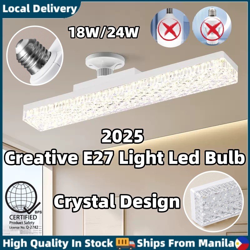 [Giao hàng tận nơi] Thiết kế pha lê sáng tạo 2025 Bóng đèn Led E27 Đèn trần pha lê siêu sáng đa năng Đèn chăm sóc mắt tiết kiệm năng lượng cho phòng khách Nhà bếp Ban công vệ sinh