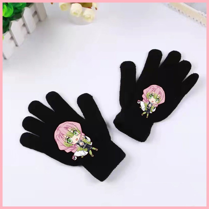 Găng Tay Găng Tay Anime Dệt Kim Full-Finger Găng Tay Chia Ngón Tay Demon Slayer Nezuko Bướm Ninja Antifreeze Thời Trang Hợp Thời Trang Win