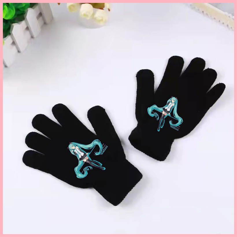 Găng Tay Găng Tay Hatsune miku Găng Tay Hai Chiều Học Sinh Trượt Tuyết Nữ Mùa Đông Len Len Chống Lạnh Ấm Áp Dễ Thương
