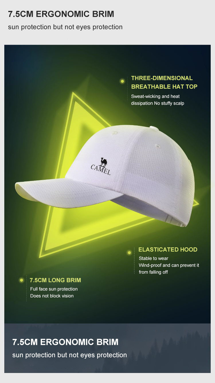 Mô tả Mũ bóng chày thể thao ngoài trời CAMEL CROWN dành cho nam và nữ Mũ chống nắng thoáng khí - 3