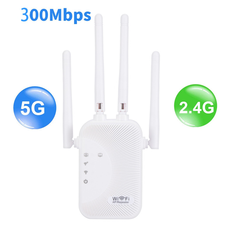 Bộ lặp WiFi không dây Bộ tăng cường tín hiệu WiFi 1200Mbps 2.4G 5G Cổng mạng kép 6 Ăng-ten Bộ khuếch đại tín hiệu tầm xa cho khách sạn gia đình