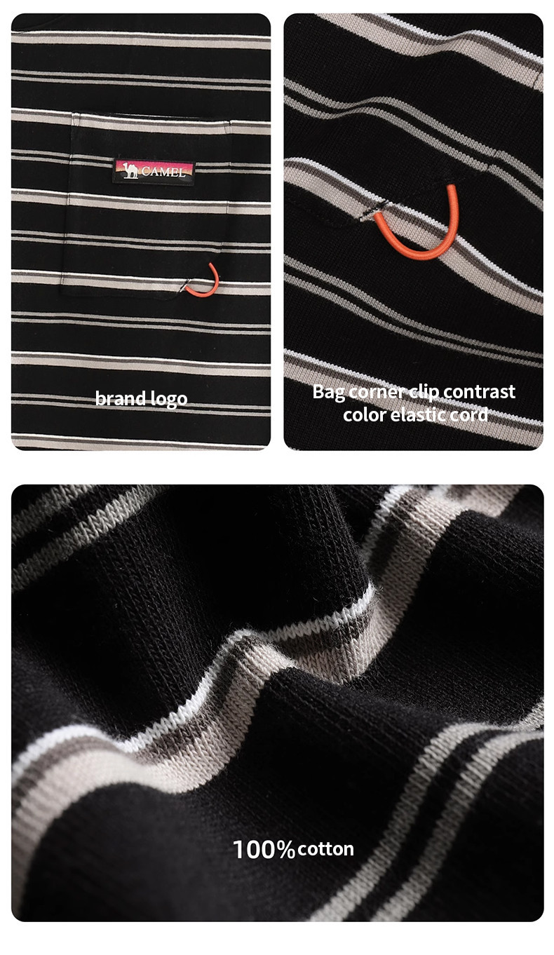 Mô tả CAMEL CROWN Sọc Quần Áo Nam Tính Khí Ngắn Tay Rời Top Áo polo Thường Ngày - 12