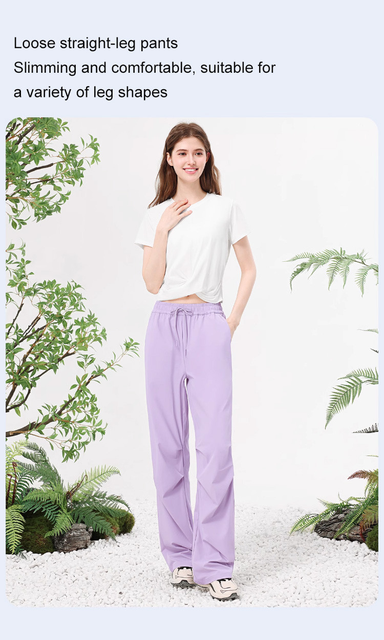 Mô tả Camel CROWN Quần Dù Nữ Eo Cao Mỏng Chống Nắng Thoáng Khí Rời Thẳng Quần Thường Ngày - 6