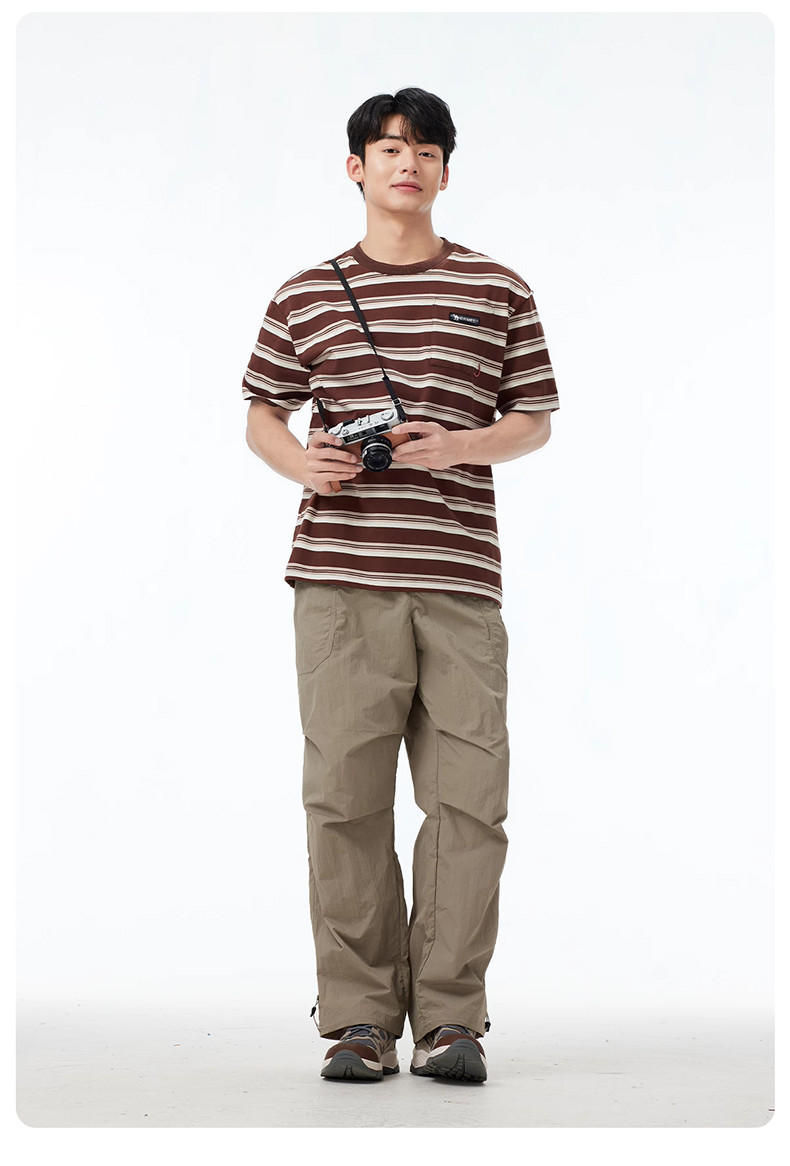 Mô tả CAMEL CROWN Sọc Quần Áo Nam Tính Khí Ngắn Tay Rời Top Áo polo Thường Ngày - 7