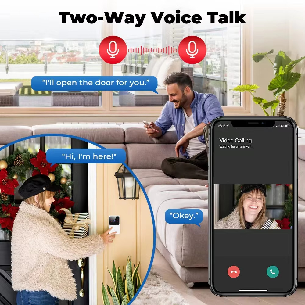 Camera chuông cửa Video WiFi không dây Liên lạc hai chiều Thay đổi giọng nói cho gia đình Tầm nhìn ban đêm An ninh gia đình thông minh Chuông cửa trực quan HD