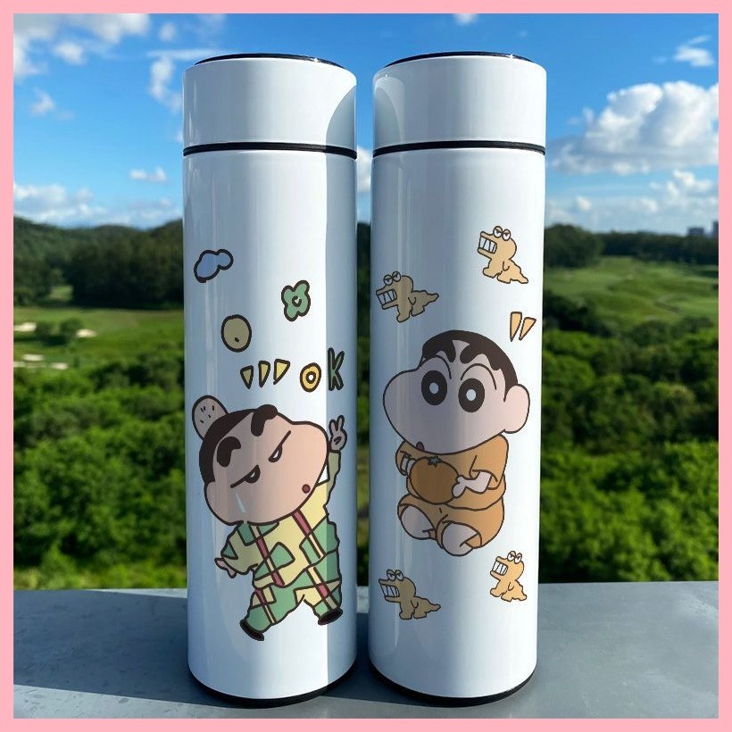 Cốc Nước Giữ Nhiệt Cốc Crayon Shin-chan Nohara Misae Nohara Hiroshi Hiển Thị Nhiệt Độ Thông Minh Cốc Giữ Nhiệt Hoạt Hình Bút Chì Dễ Thương Shin-chan Hàng Hóa Học Sinh Nhiệt Độ Thép Không Gỉ Meas
